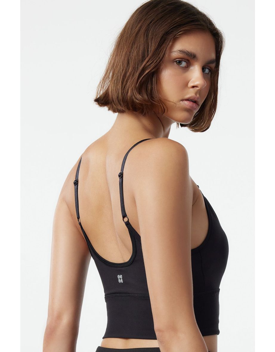 Black Brush Scuba Covered Sports Bra - 4
