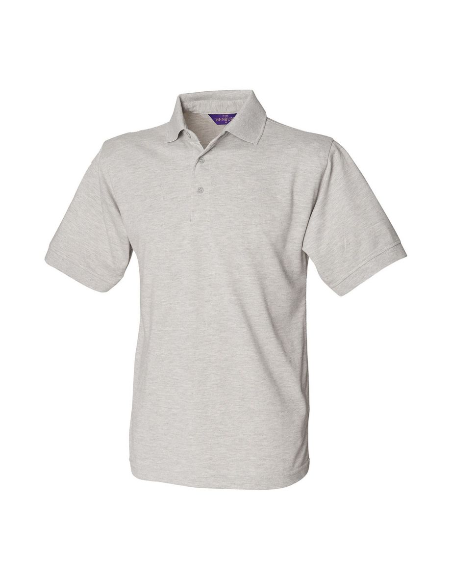 Henbury Mens Polycotton Heavy Polo Shirt - Heather Grey