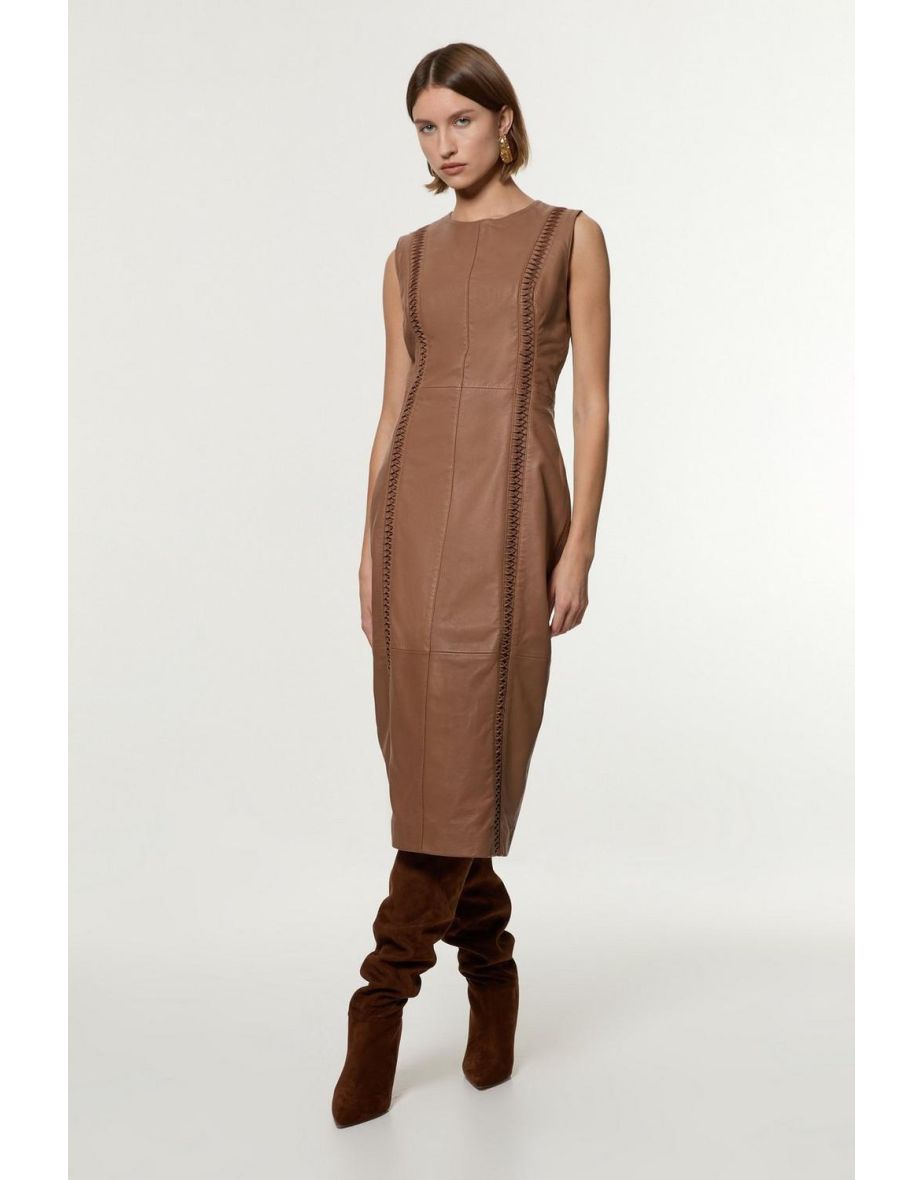 Leather Twist Detail Sleeveless Mini Dress