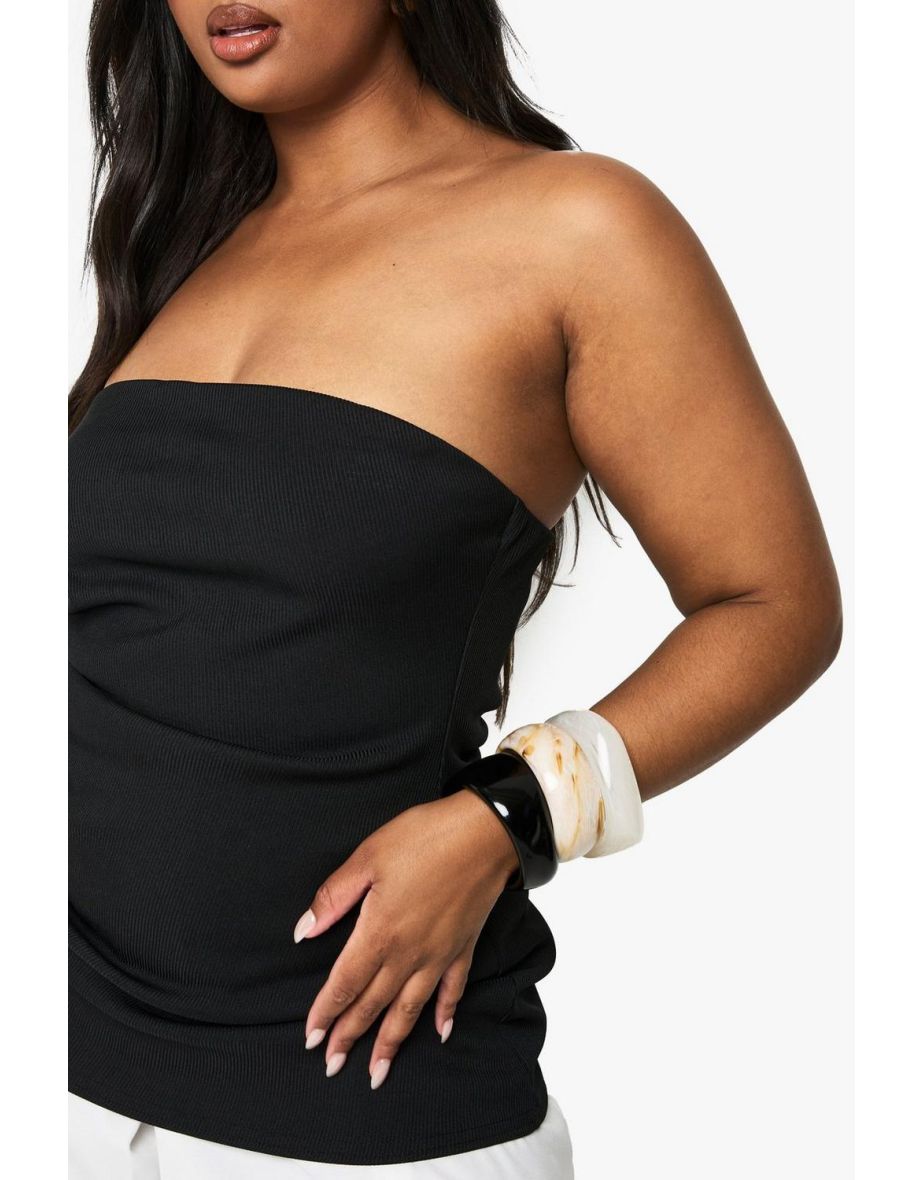 Plus structured draped bandeau top - black - 3