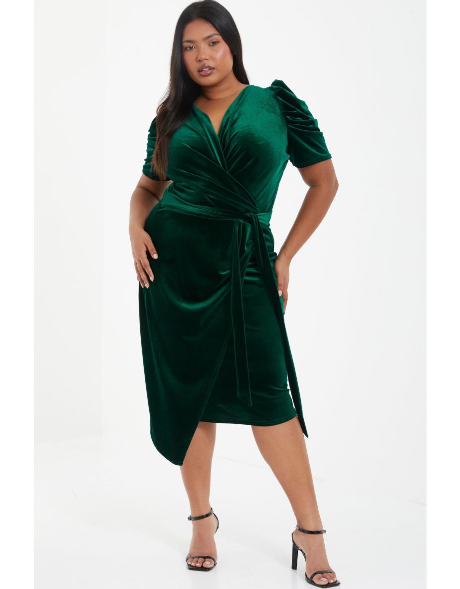 Green velvet outlet wrap dress uk