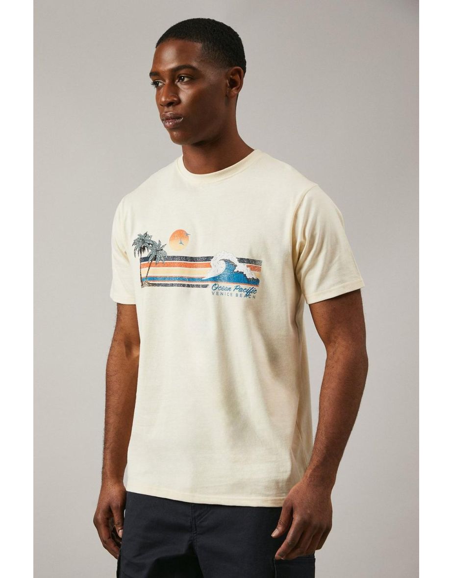 Yellow Ocean Pacific Print  T-shirt