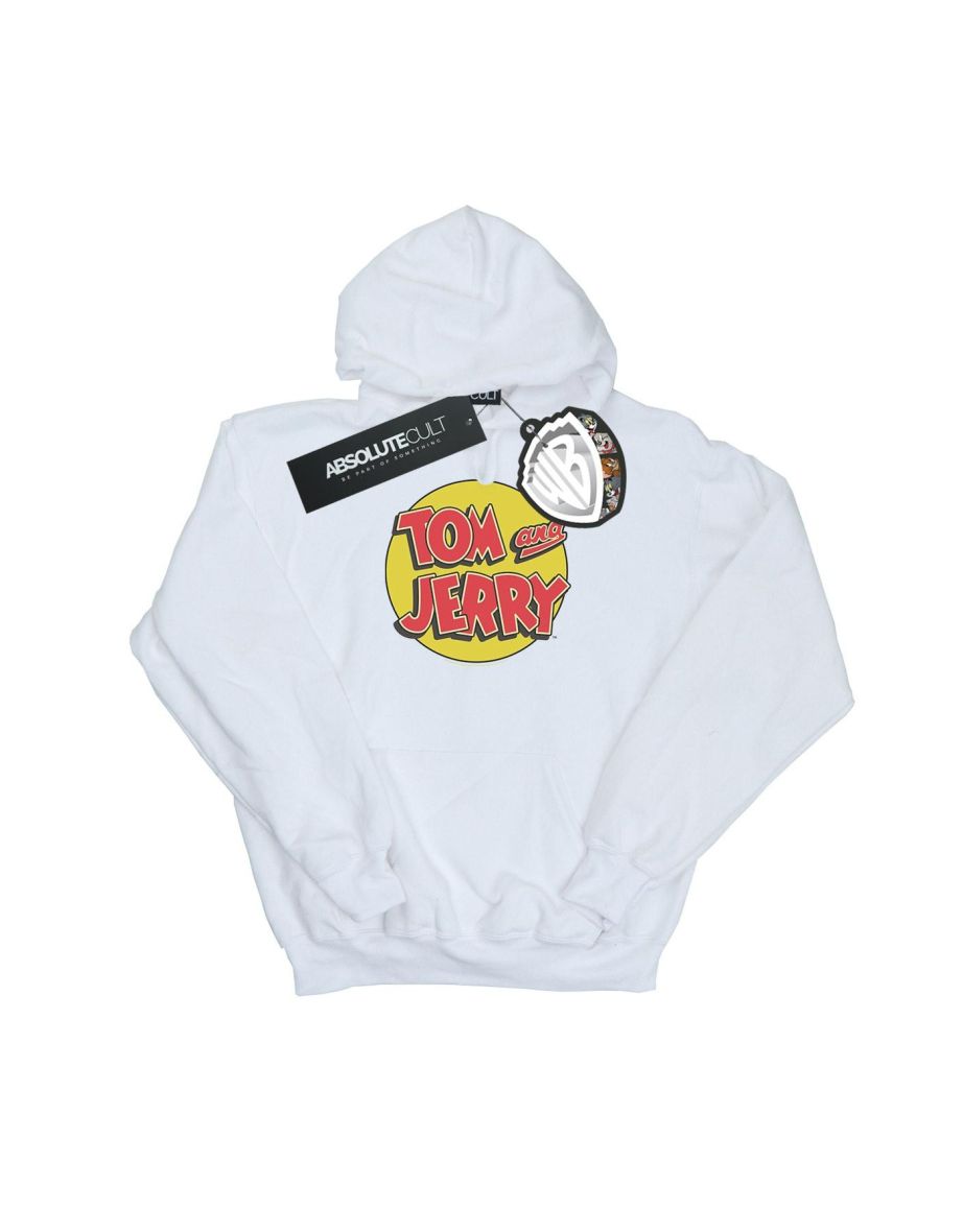 Tom And Jerry Girls Circle Logo Hoodie - White
