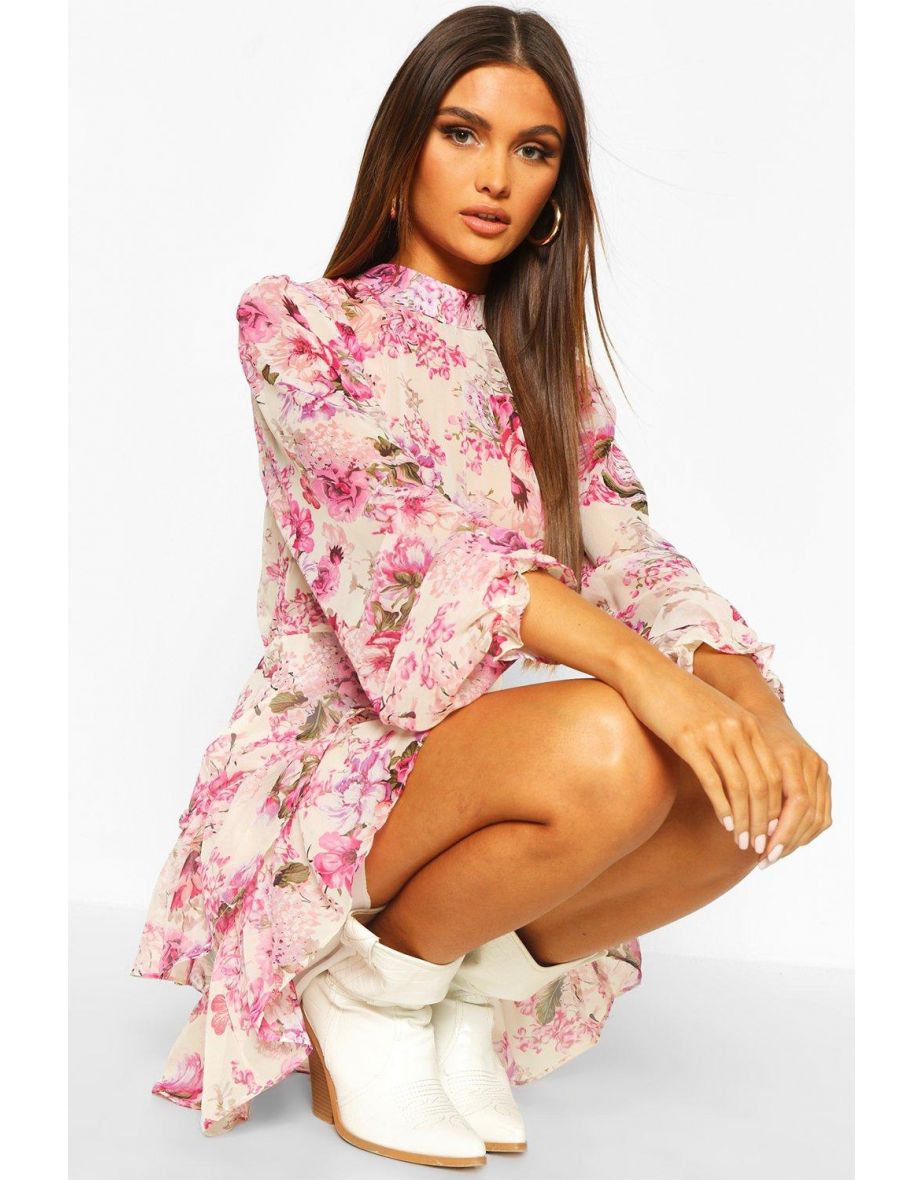 Quiz floral print frill skater dress hotsell