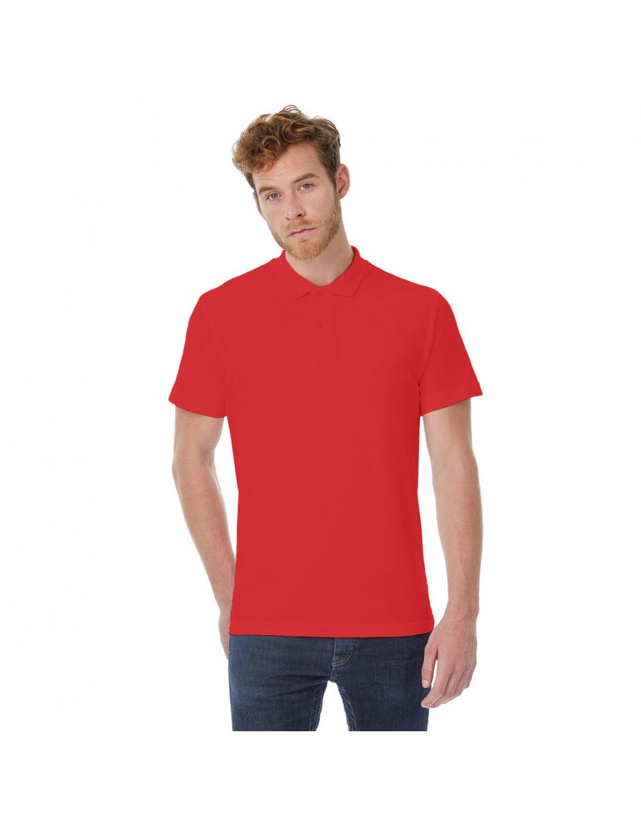 B&C ID.001 Mens Short Sleeve Polo Shirt - Red - 2