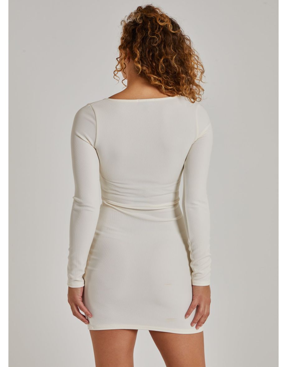 Bandage Square Neck Long Sleeved Dress - 3