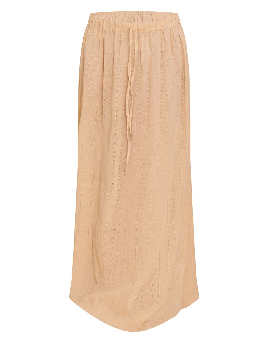 Sand Mid Rise Textured Maxi Skirt - 4