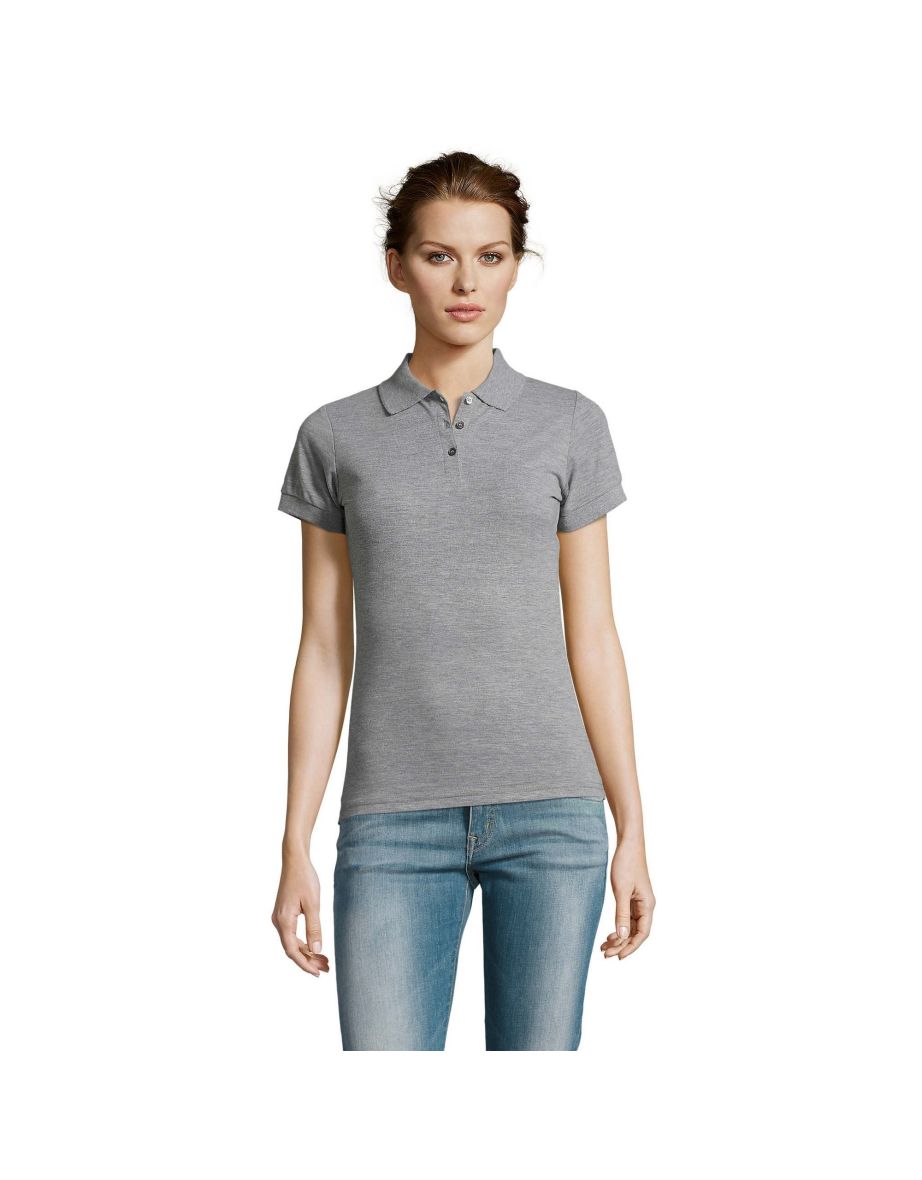 SOLs Womens/Ladies Prime Pique Polo Shirt - Grey Marl - 2