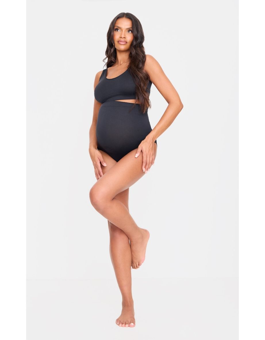 Maternity Black Seamless Elasticated Bump Knickers
