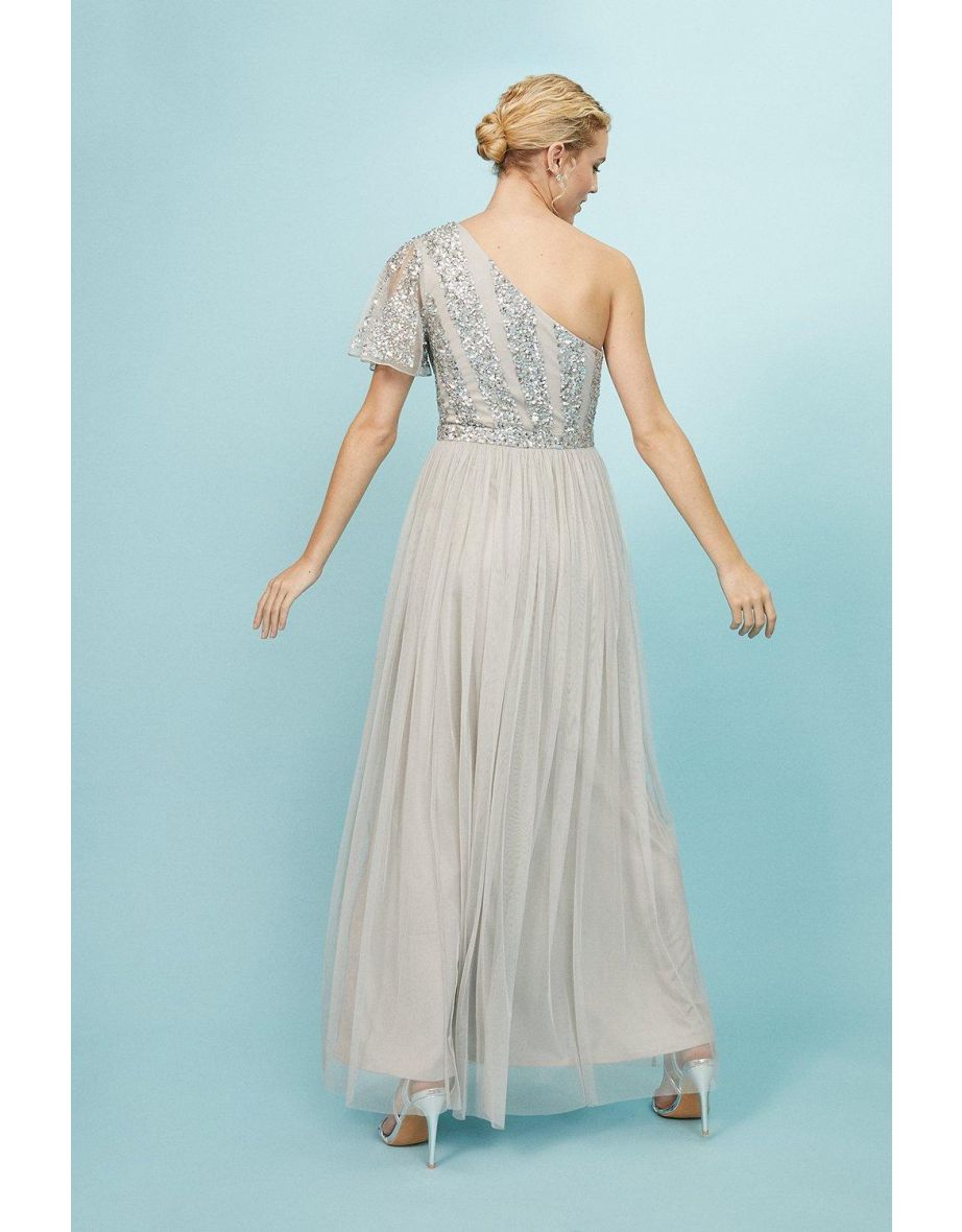 Embellished One Shoulder Maxi Dress - 2