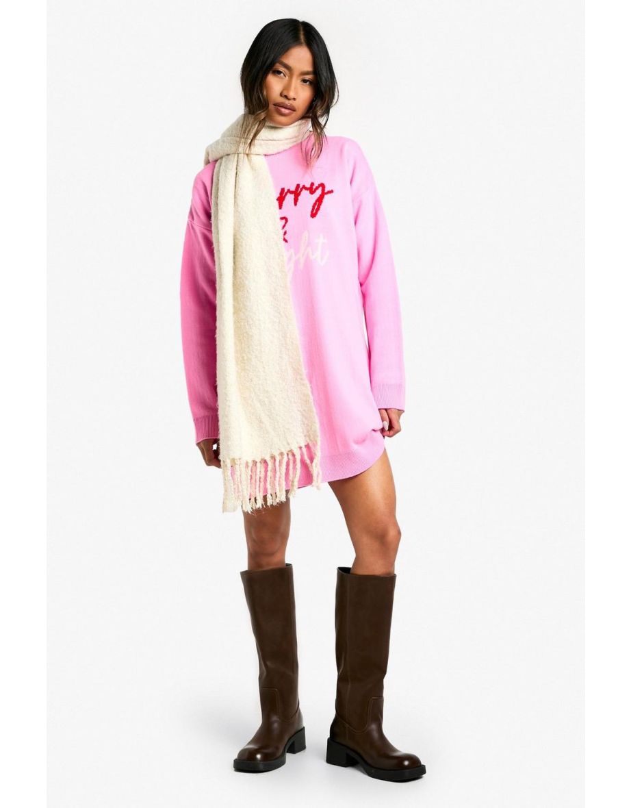 Merry and Bright Knitted  Dress - pink