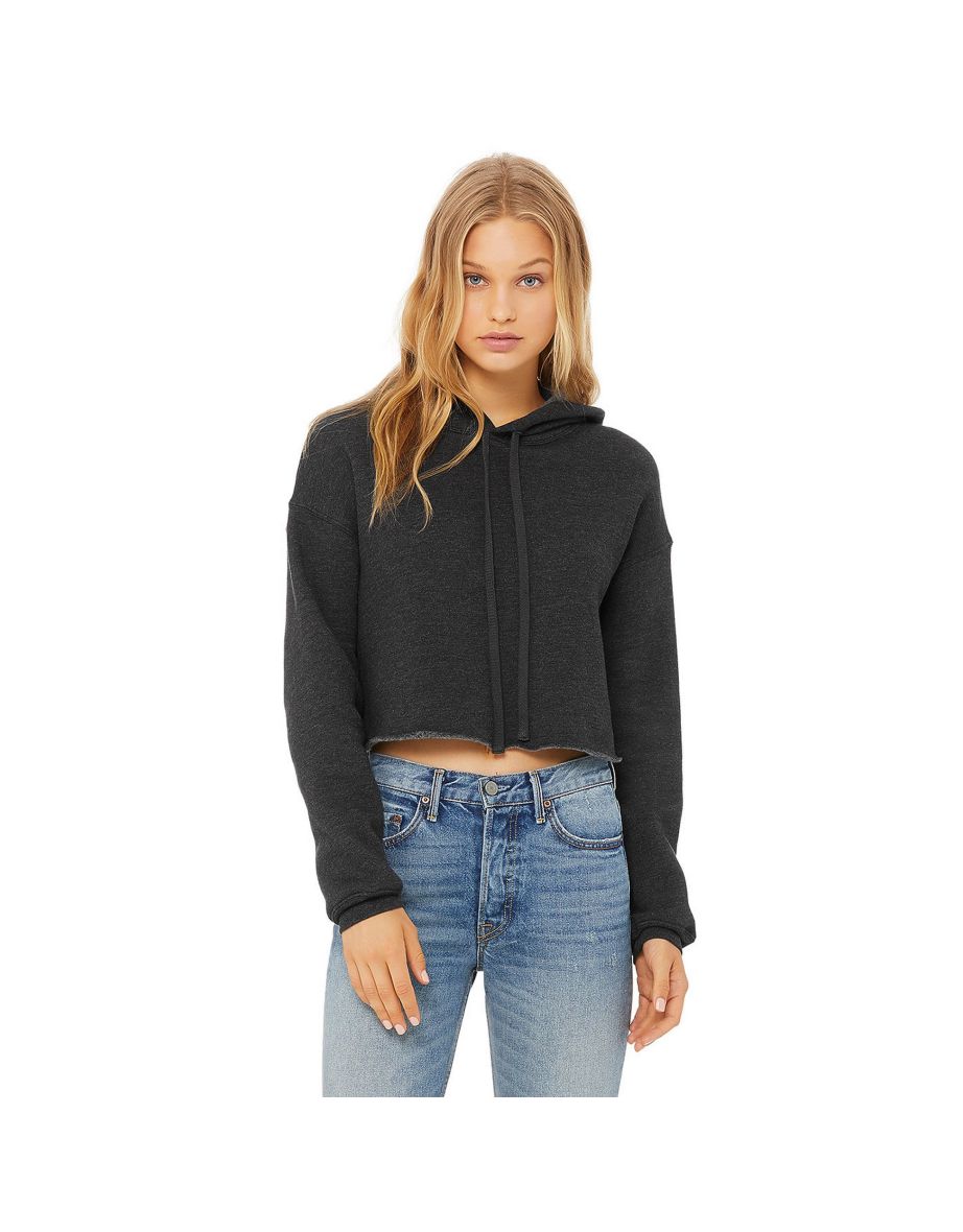 Bella + Canvas Womens/Ladies Cropped Fleece Hoodie - Dark Grey Heather