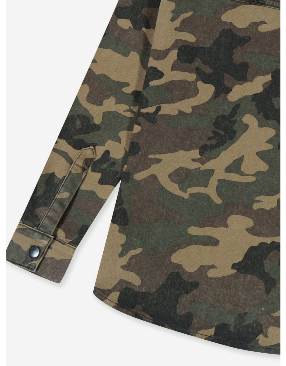 Kids Ash Camouflage Shirt in Brown - 3