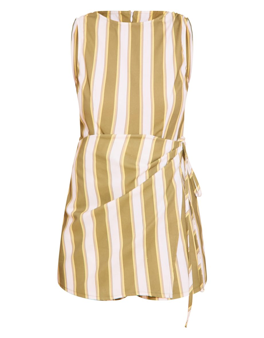 Sage Stripe Wrap Front Playsuit - 4