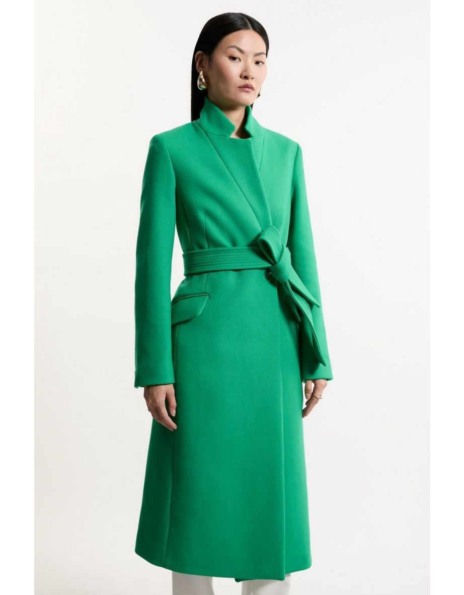 Premium Italian Manteco Wool Investment Notch Neck Tailored Midi Coat