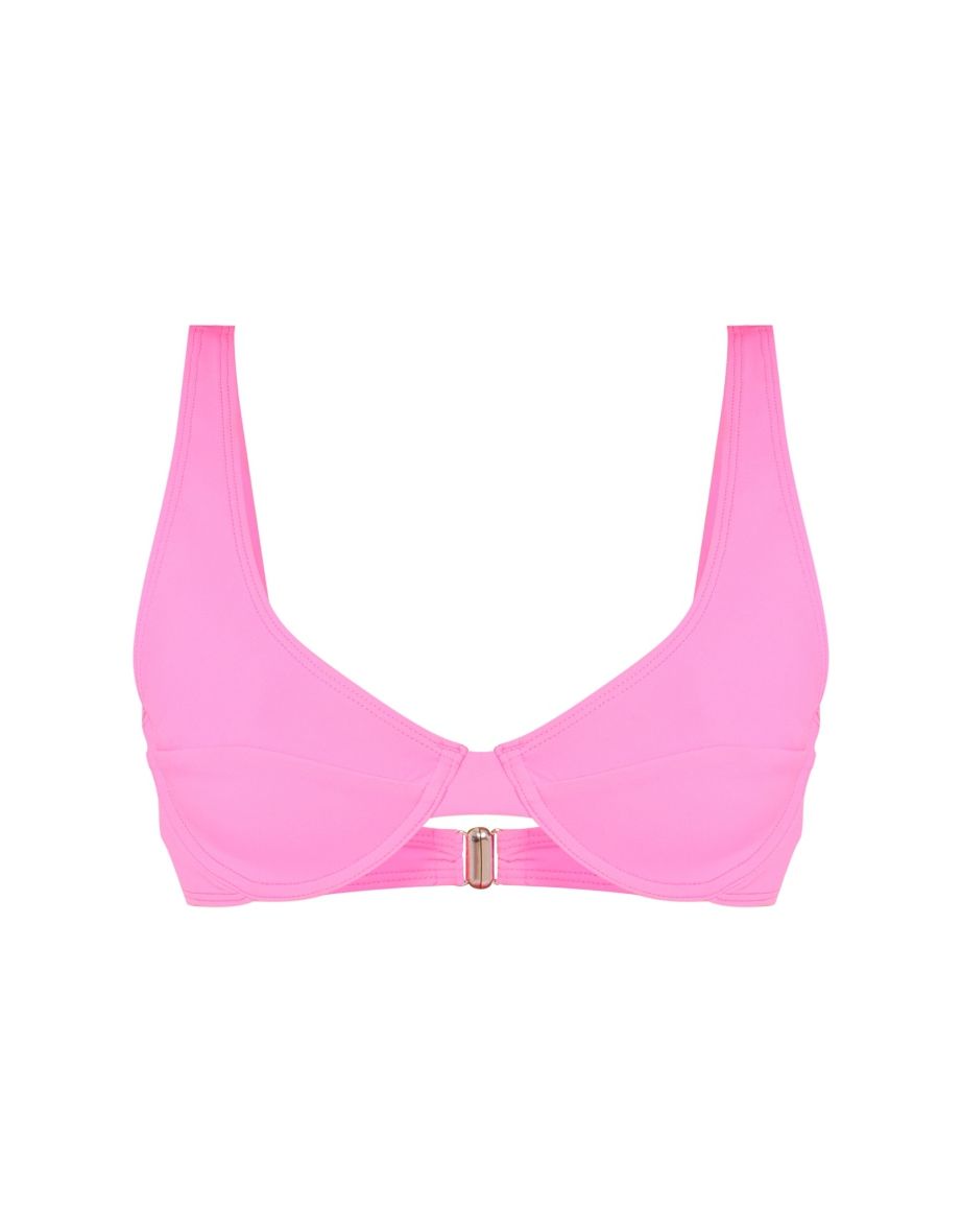 Hot Pink Underwired Scuba Bikini Top - 3