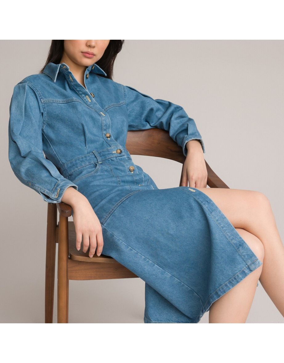 Medium Blue Denim Shirt Dress | JJXX | SilkFred UAE