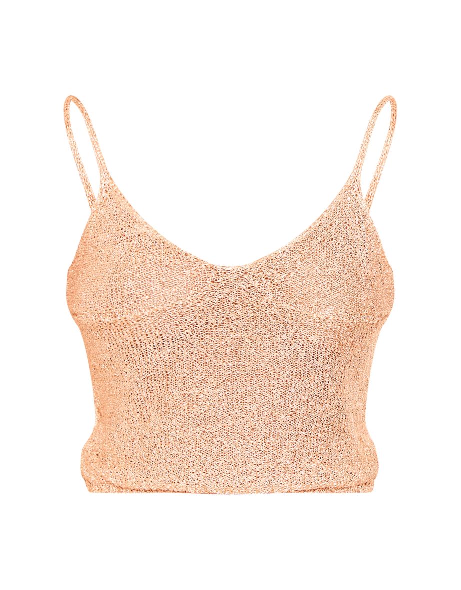 Tall Gold Sequin Detail Knitted Cami Top - 4