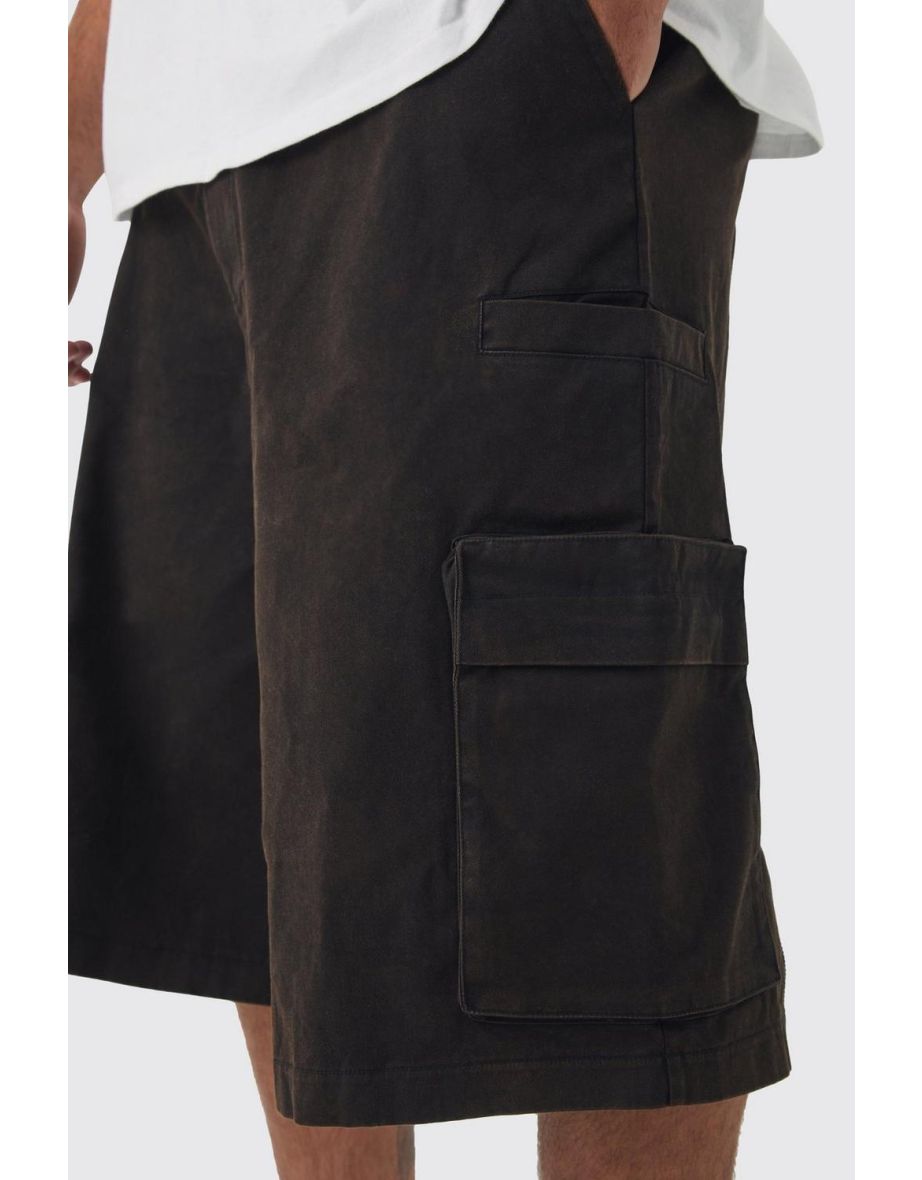 Plus Zip Detail Acid Wash Twill Jorts - 2