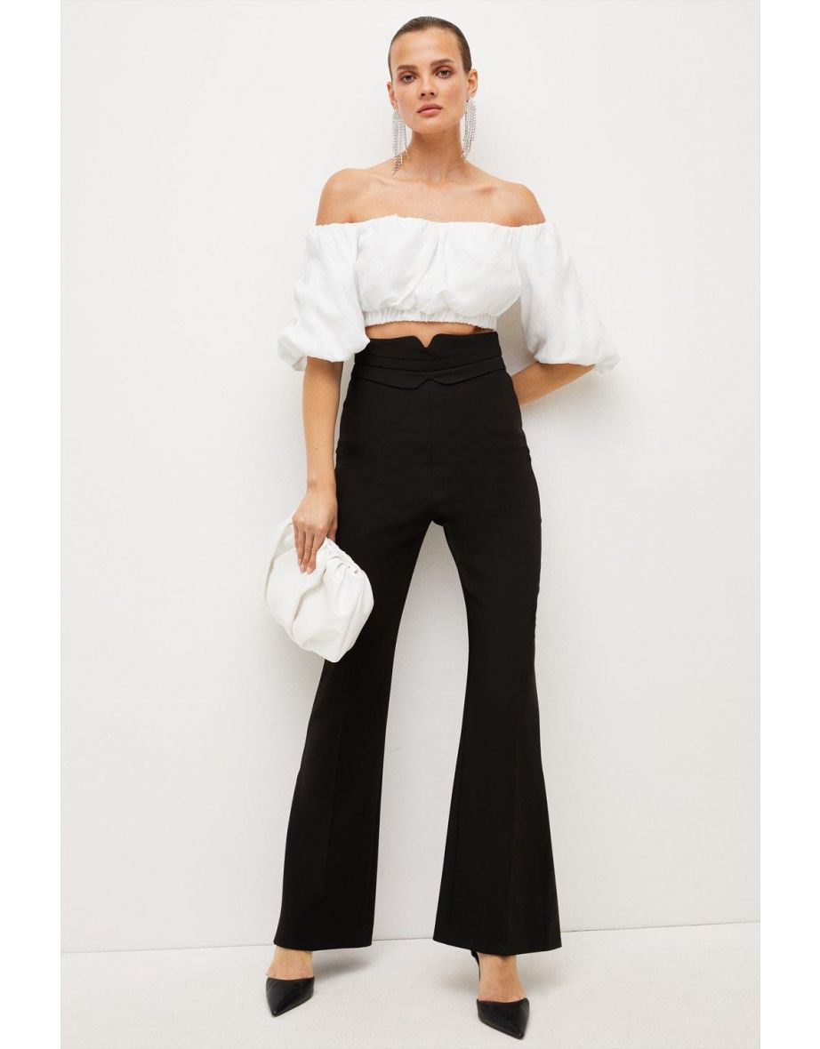 Compact Stretch Split Hem Flare Trouser