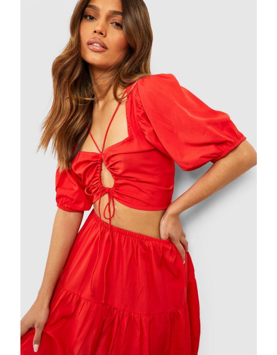 Strappy Sweetheart Bralette & Mini Skirt - tomato - 3