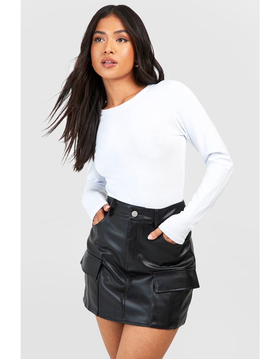 Petite midi outlet leather look skirt