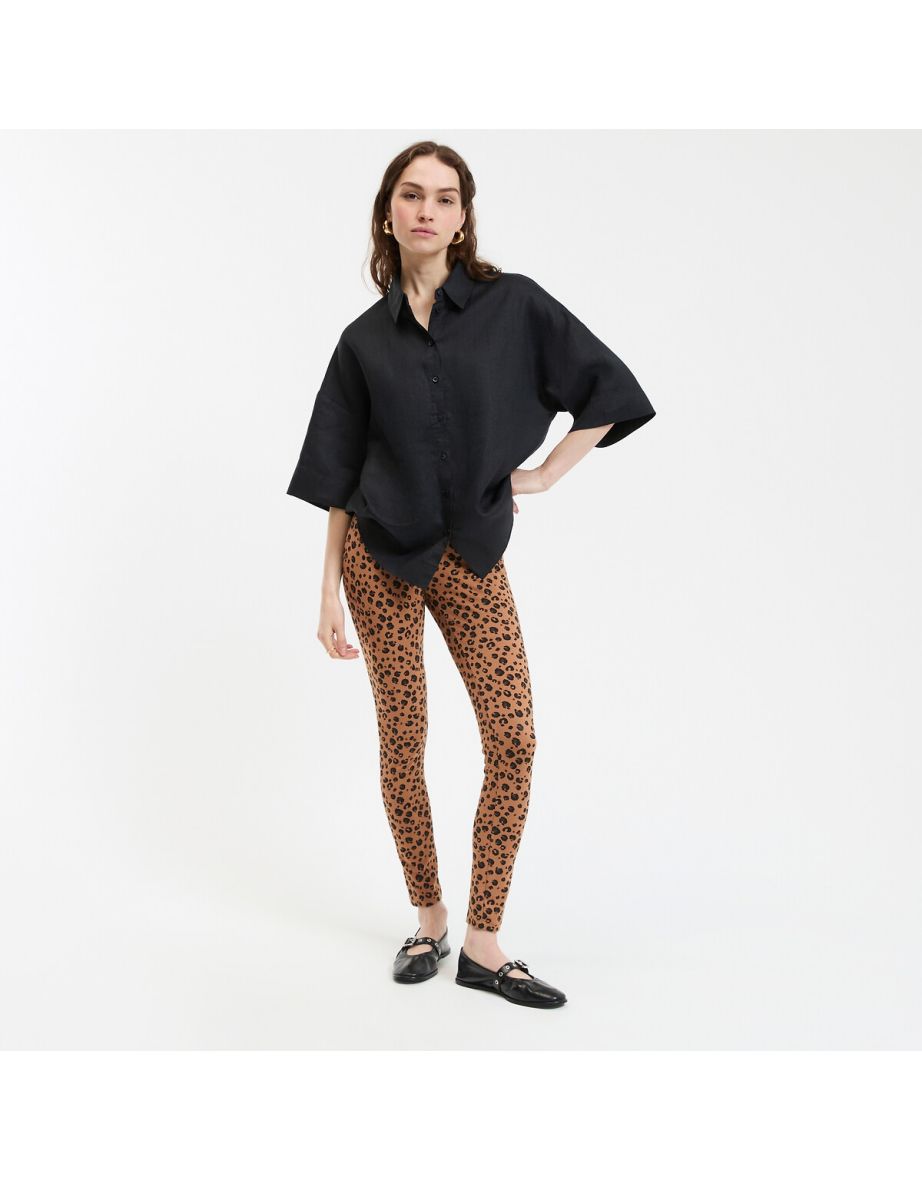 Signature Oversized Linen Blouse Ambre with Elbow-Length Sleeves