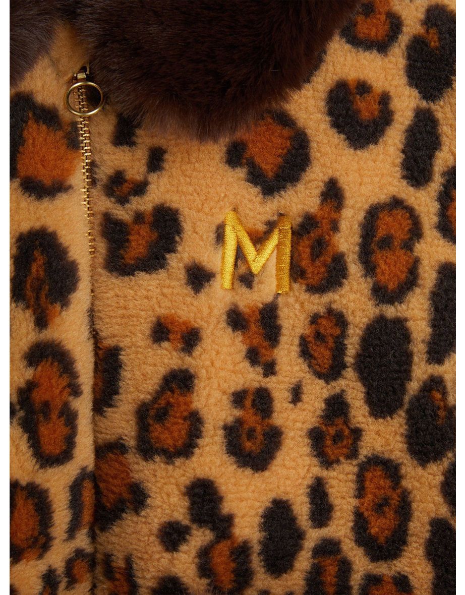 Girls Leopard Faux Fur Jacket in Brown - 3