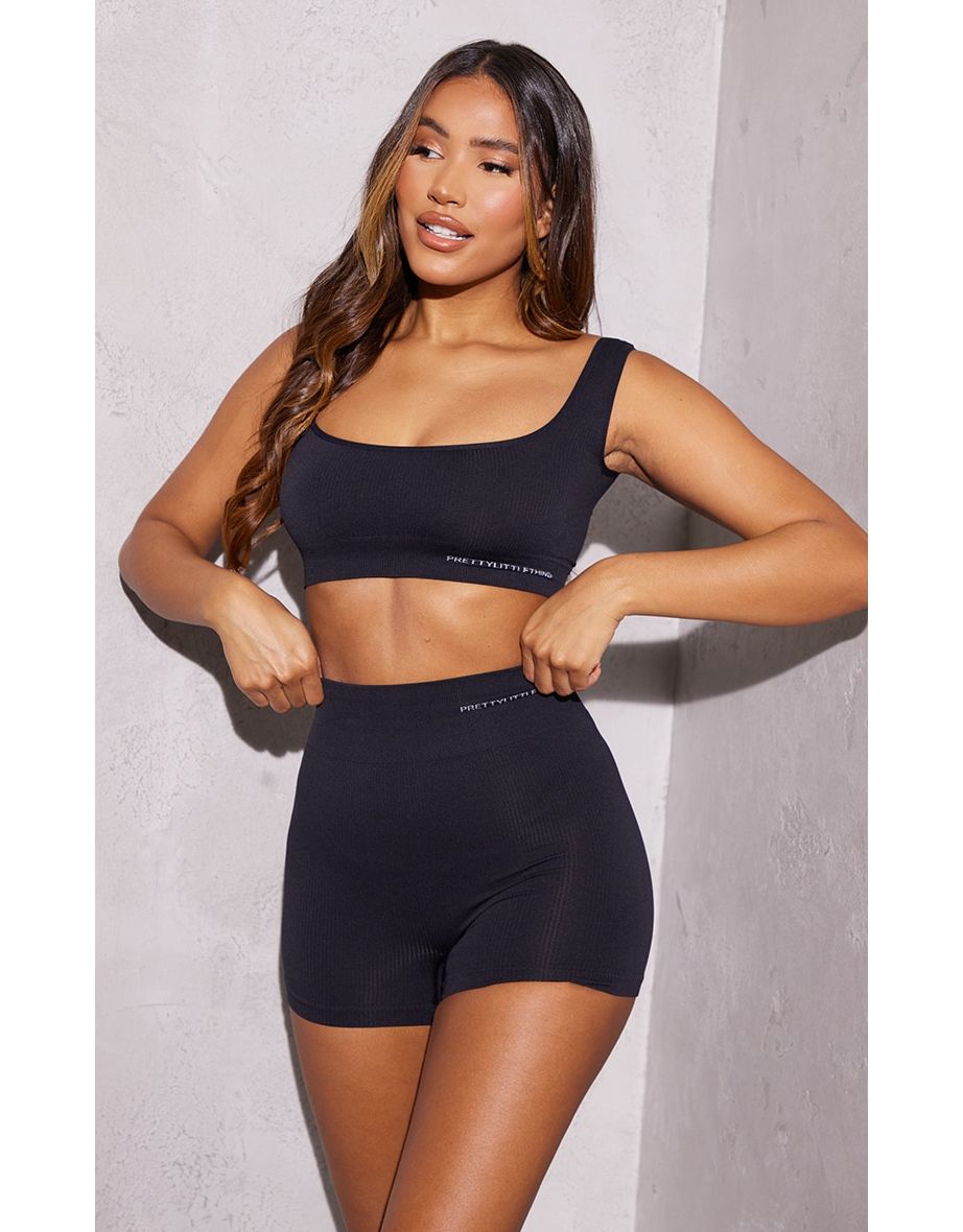PRETTYLITTLETHING Black Recycled Seamless Square Neck Bra