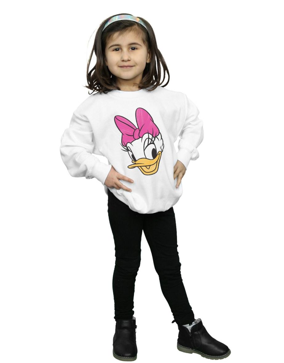 Disney Girls Daisy Duck Head Painted Sweatshirt - White - 3