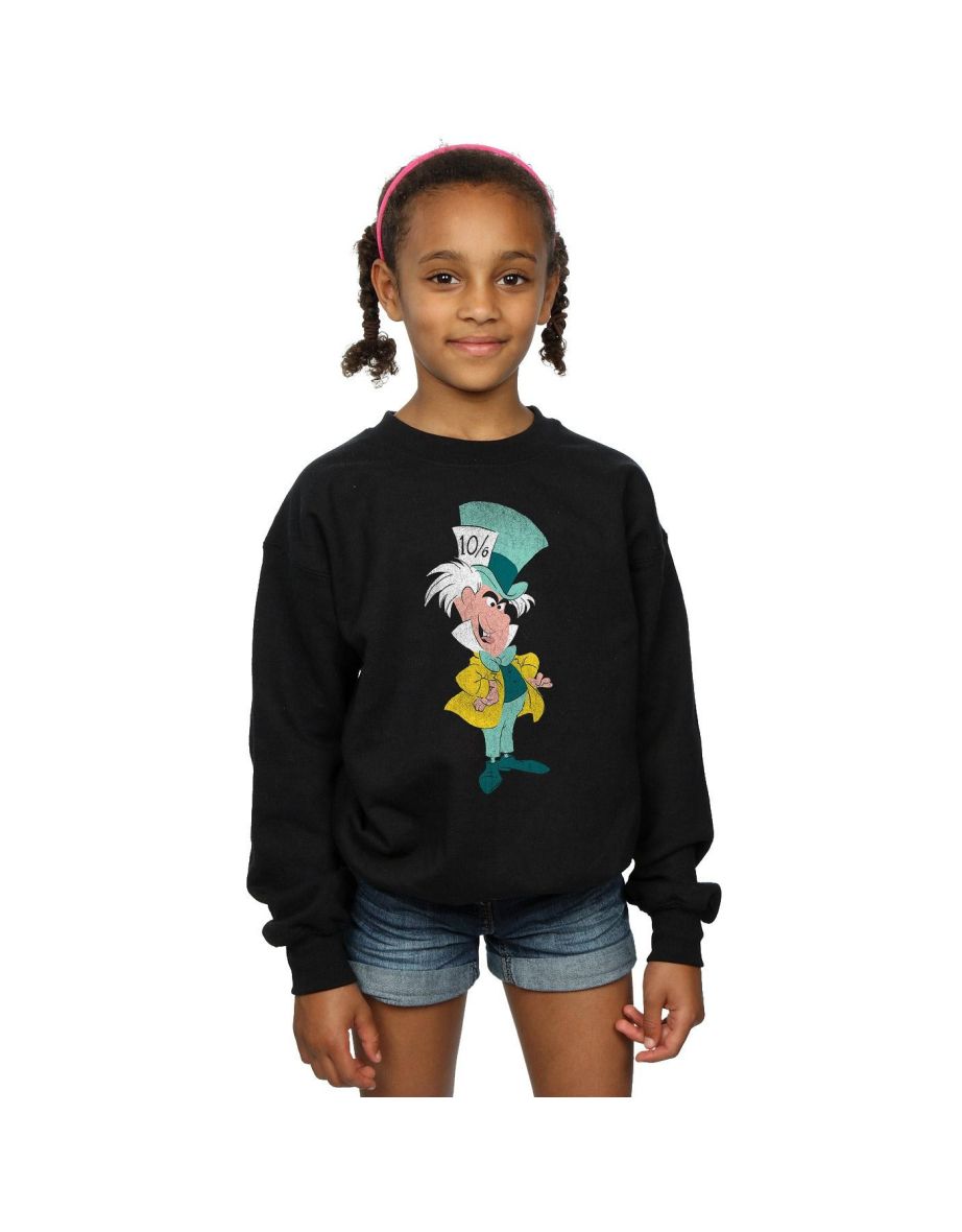 Disney Girls Alice In Wonderland Classic Mad Hatter Sweatshirt - Black