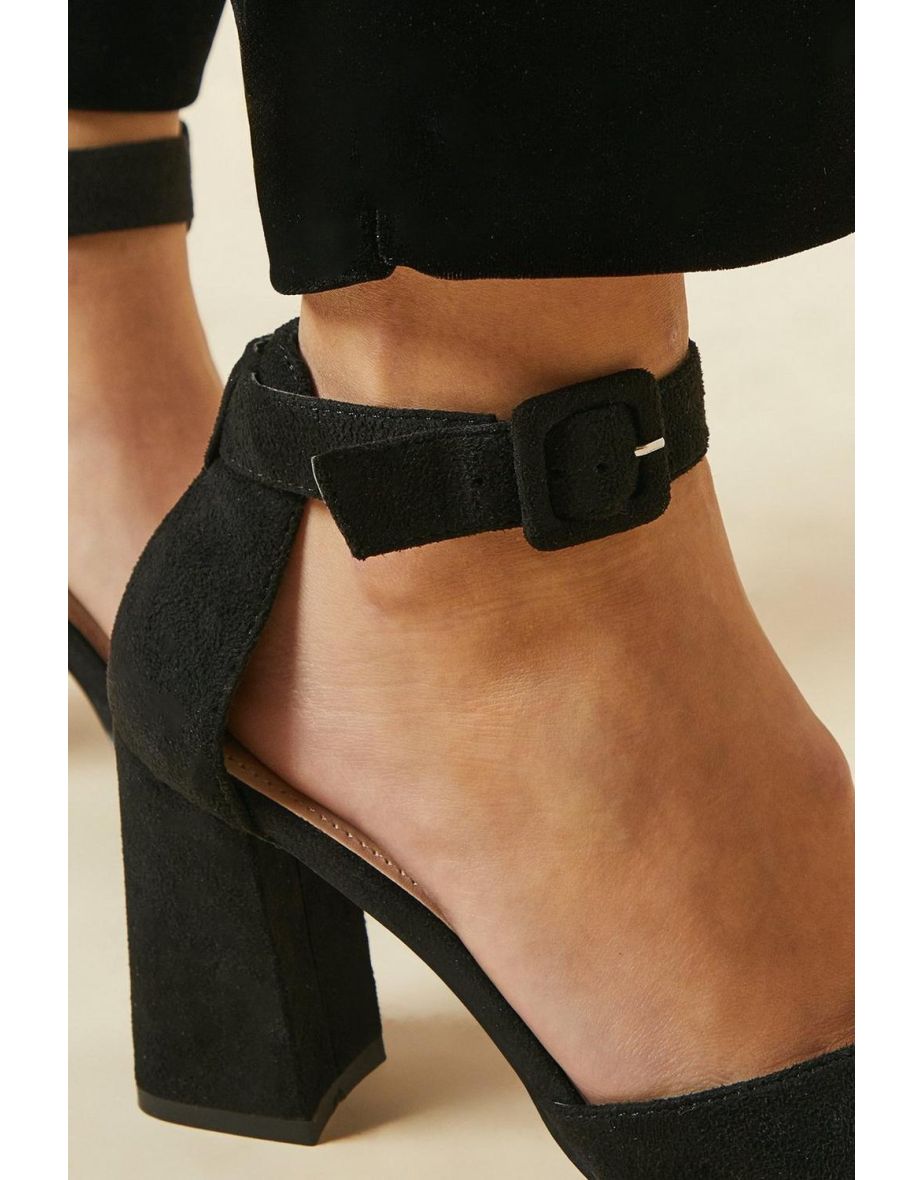 Wide Fit Echo Buckle Detail Ankle Strap Pointed Court Shoes - 3