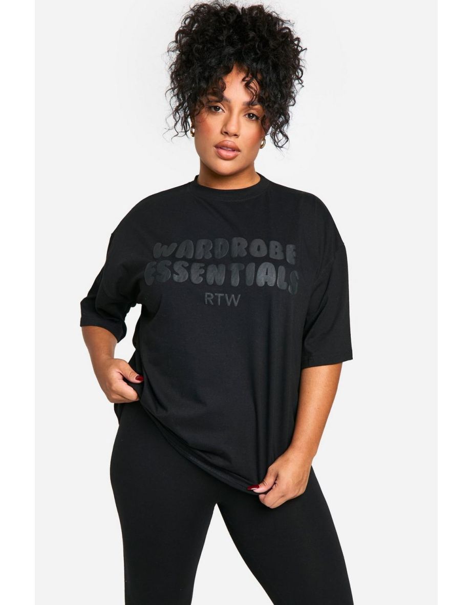 Plus Wardrobe Essentials Bubble T-Shirt and Legging Set - black - 3