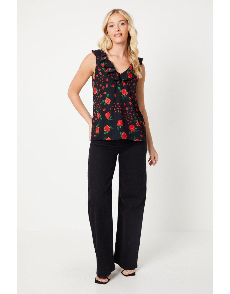 V Frill Neck Vest Top