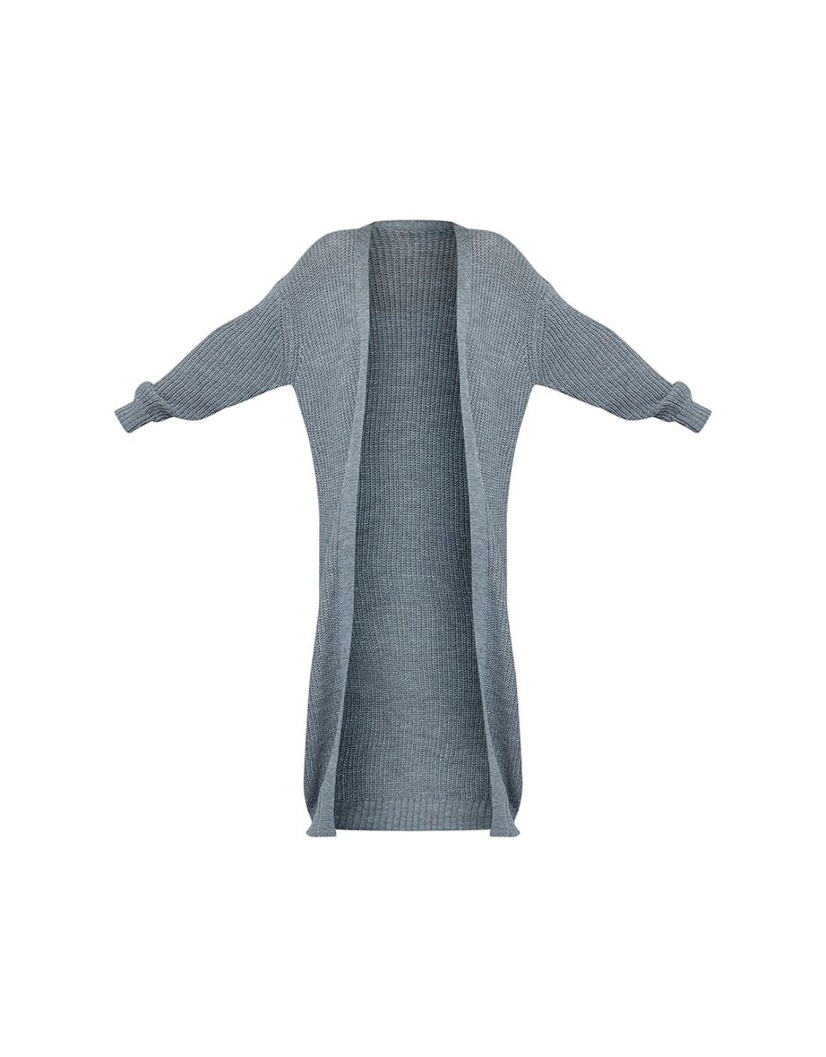 Recycled Light Grey Maxi Knitted Cardigan - 4