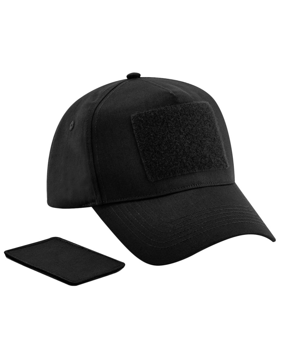 Beechfield 5 Panel Removable Patch Baseball Cap - Black