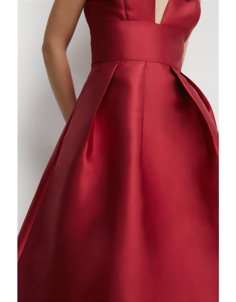 Structured Deep V Full Midi Dress - 3