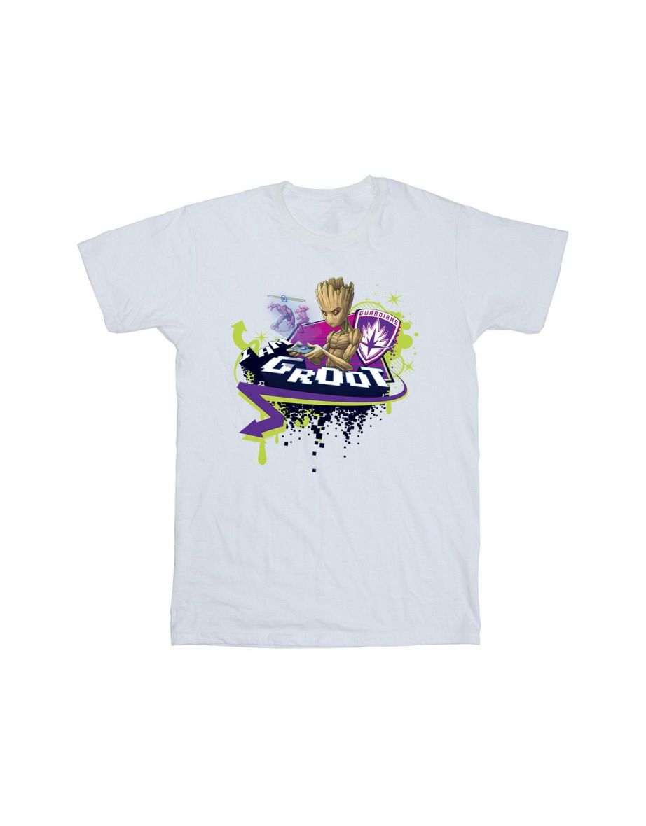 Marvel Boys Guardians Of The Galaxy Groot Gaming Holo T-Shirt - White - 1