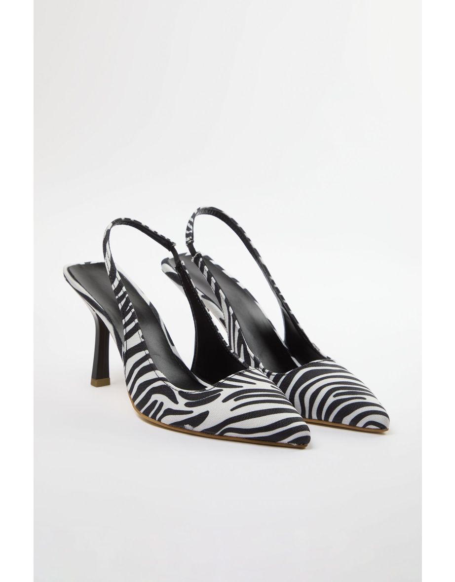 Zebra Patterned Pointed Toe Women's High Heel Shoes