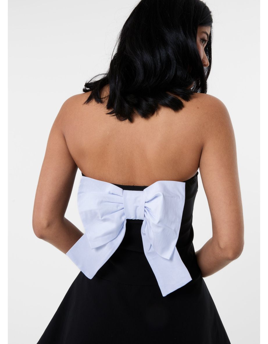 Bow Back Contrast Binding Bandeau Dress - 4