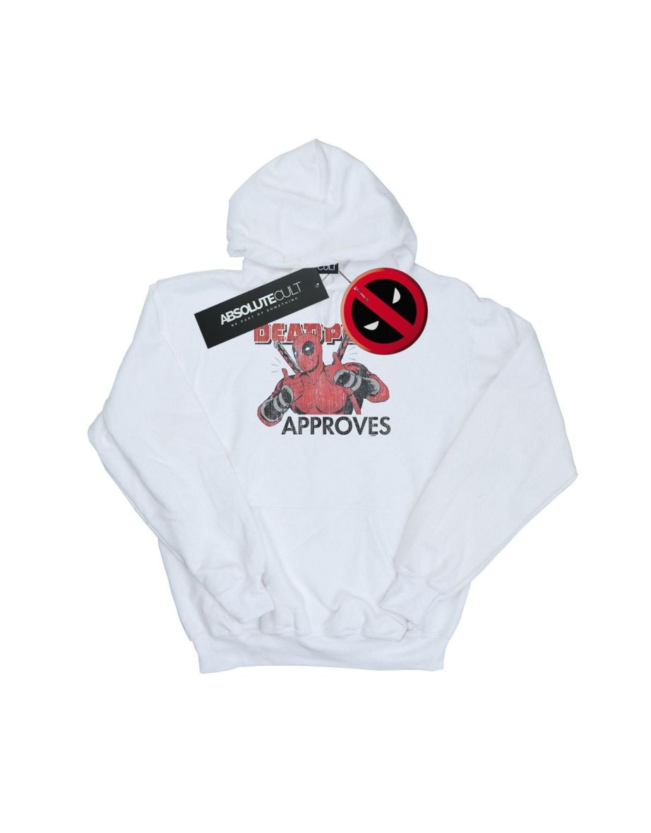 Marvel Mens Deadpool Approves Hoodie - White