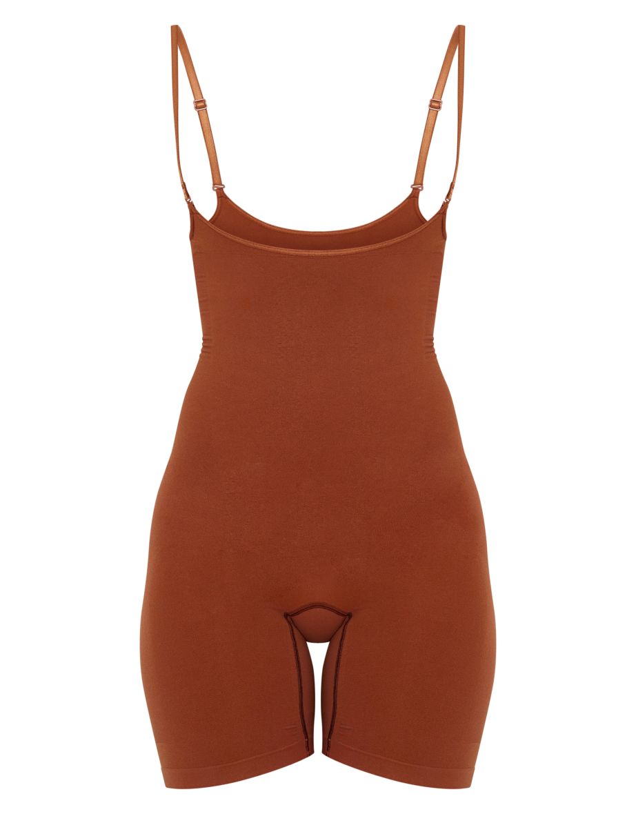 Brown Underbust Shapewear Bodysuit - 4