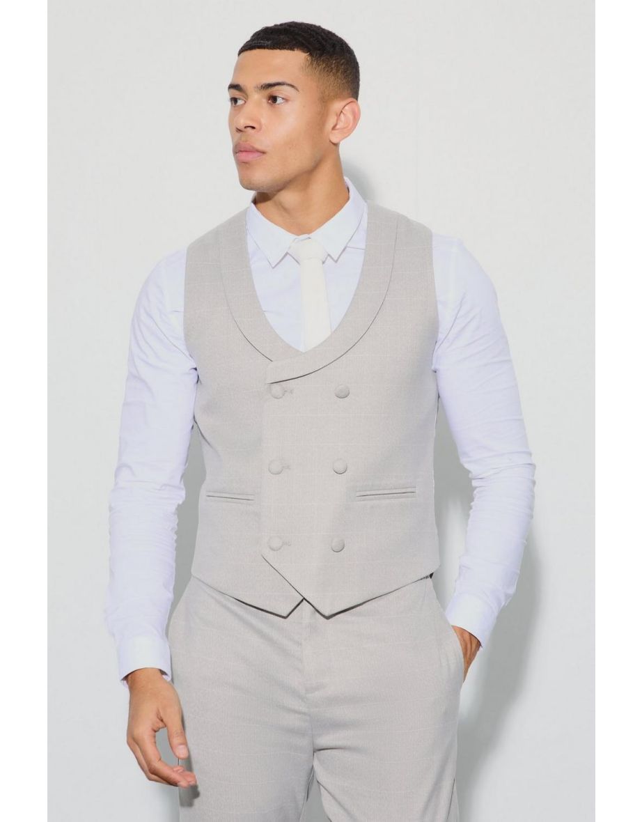 Window Check Double Breasted Waistcoat - 2