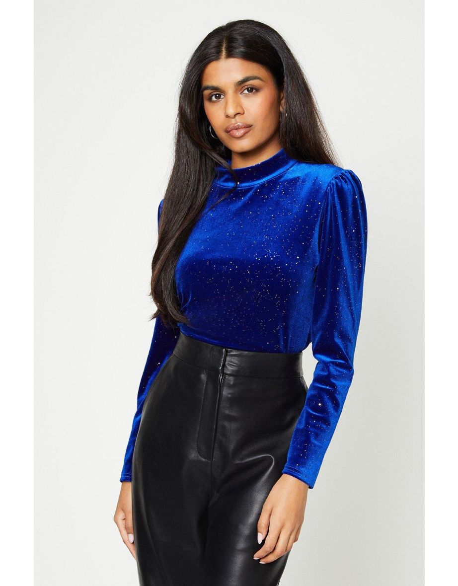 Glitter puff sleeve online top