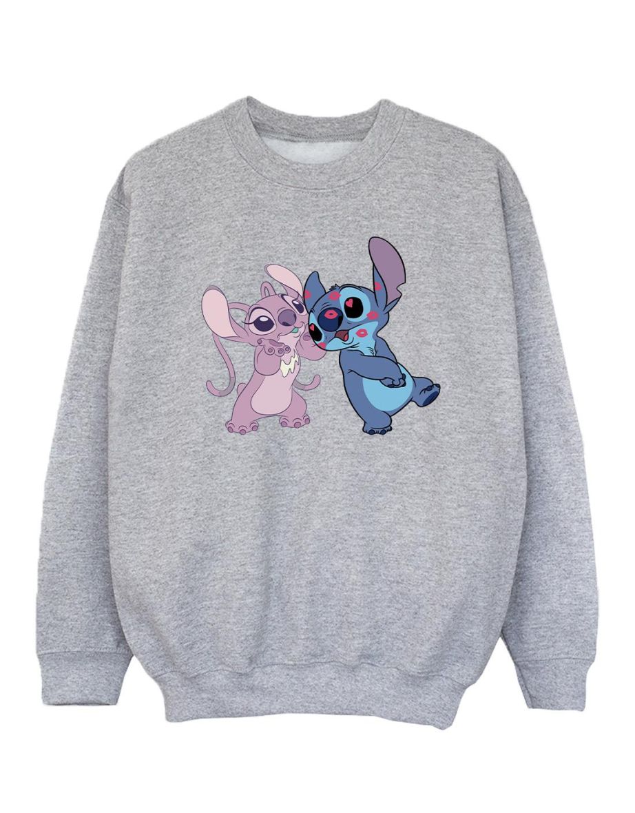 Disney Girls Lilo & Stitch Kisses Sweatshirt - Sports Grey