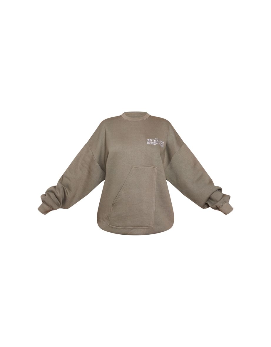 PRETTYLITTLETHING Sage Embroidered Pocket Front Oversized Sweatshirt - 4