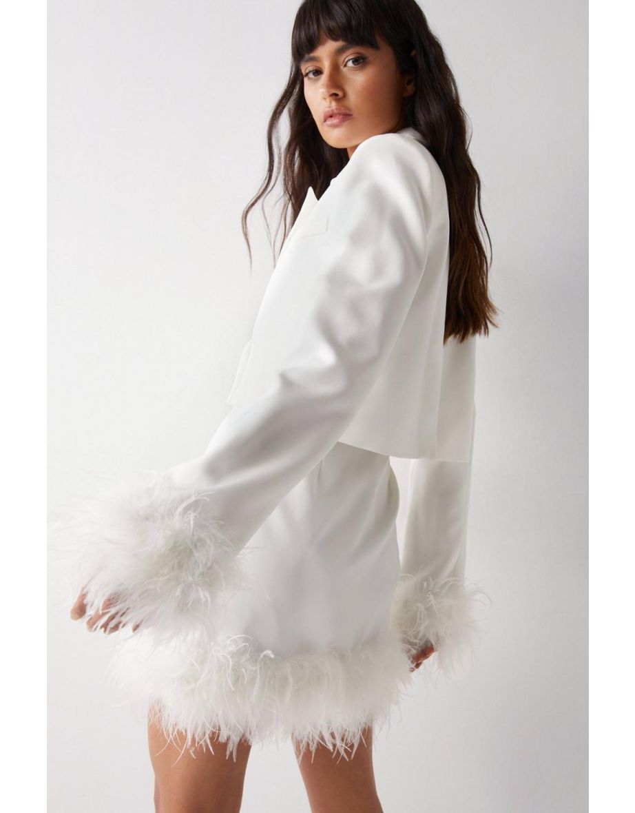 Feather Cuff Tailored Cropped Blazer - 3