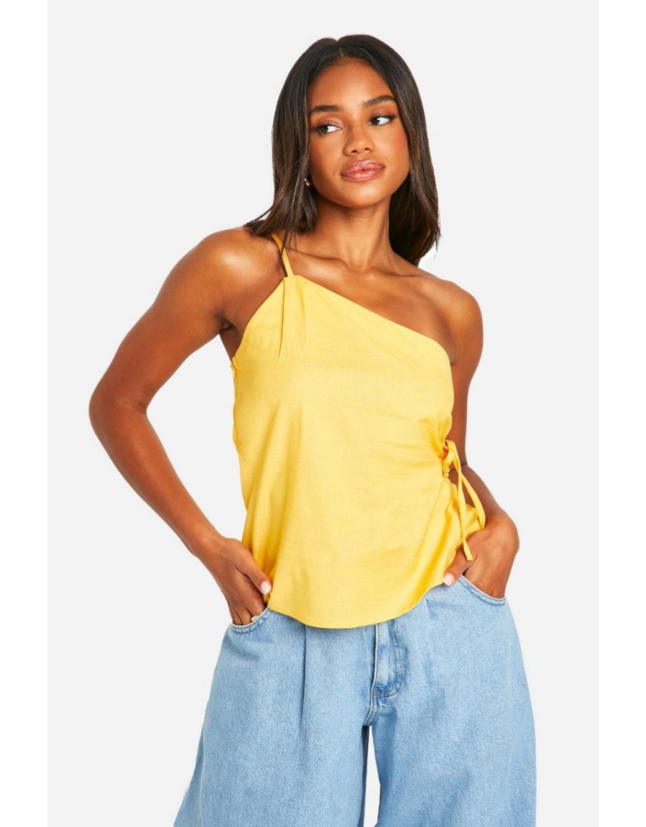 Linen Asymmetric Cut Out Detail Cami - mango