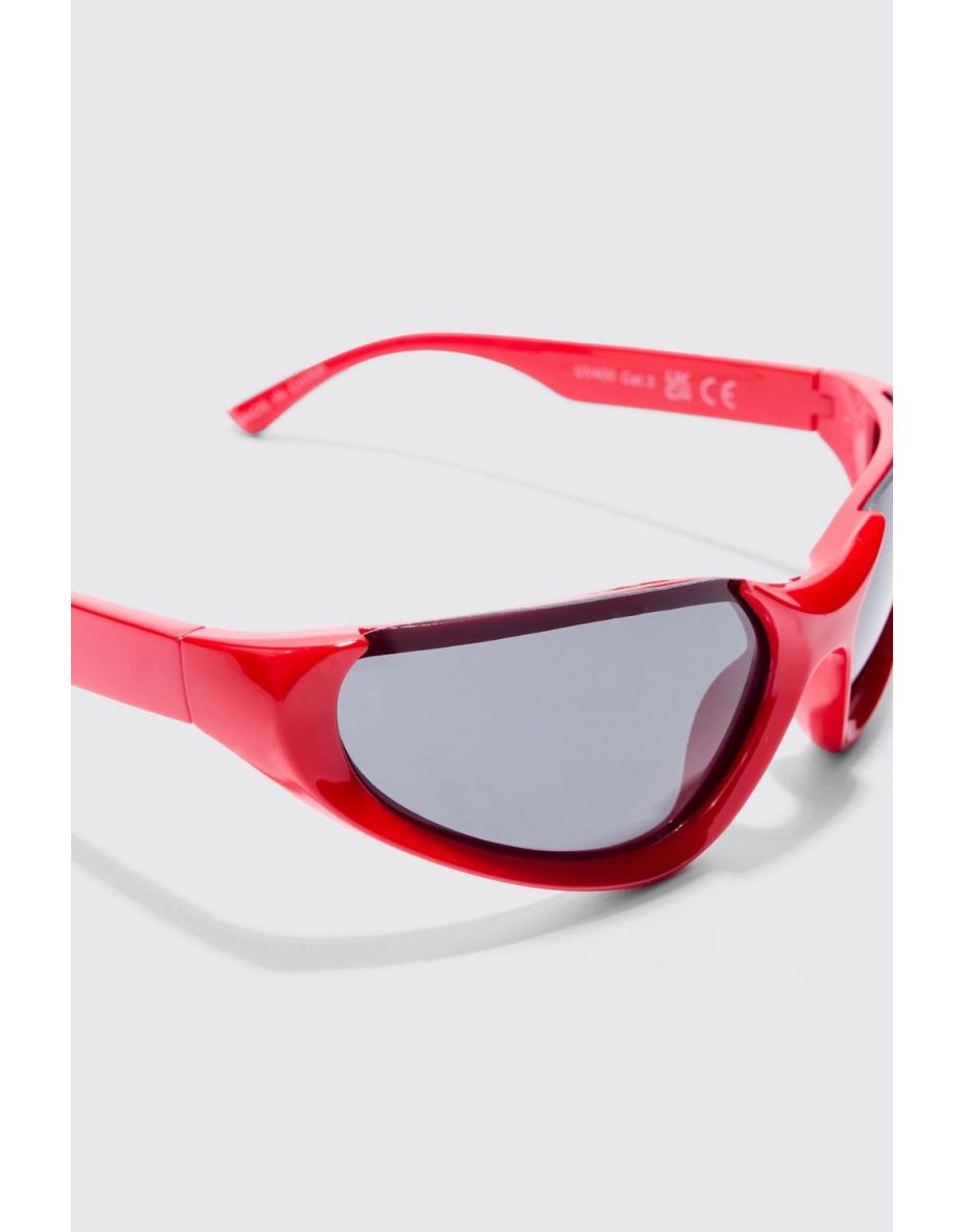 Racer Half Rimless Sunglasses - red - 3