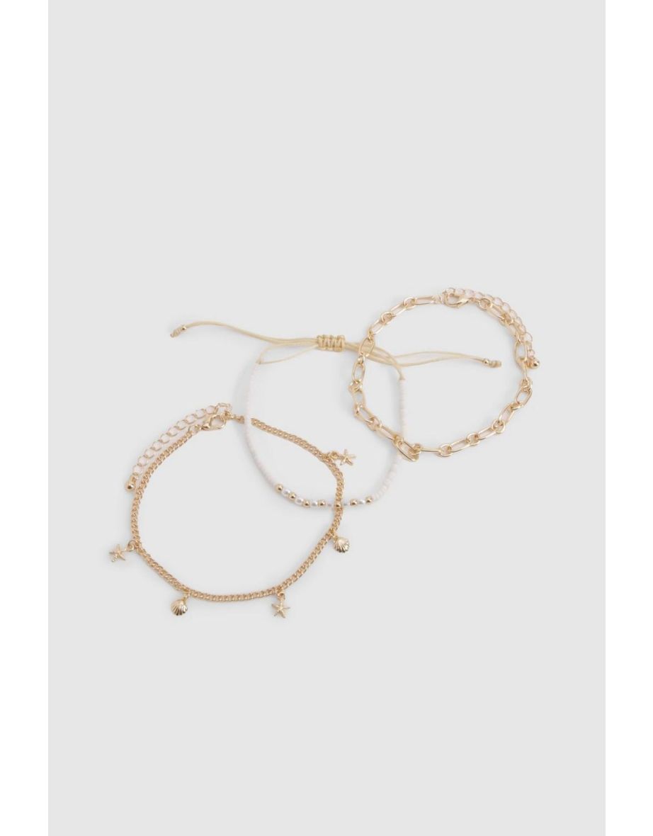 Gold Starfish Charm Anklet 2 Pack